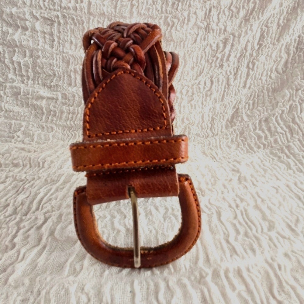 Brown Genuine Leather Braided Boho Fairy Western Festival Woven Belt Size M 35" - Picture 9 of 9